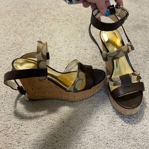 Coach cork wedge heels
